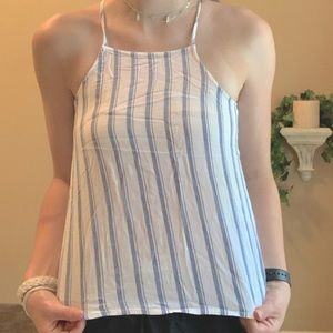 Hollister white&blue stripe semi-crop tank SIZE XS